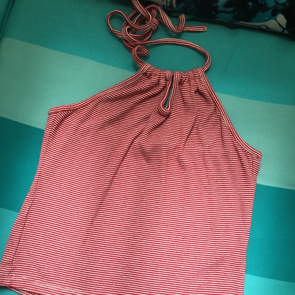 Brandi Melville red and white striped halter shirt